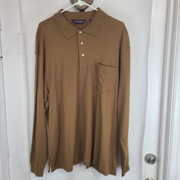 Roundtree & York Men's Classic Long Sleeve Polo Shirt, Size: XL Color: Brown - Picture 3 of 15